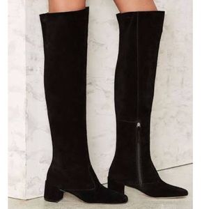 Matisse Suede Over the Knee Boots Black